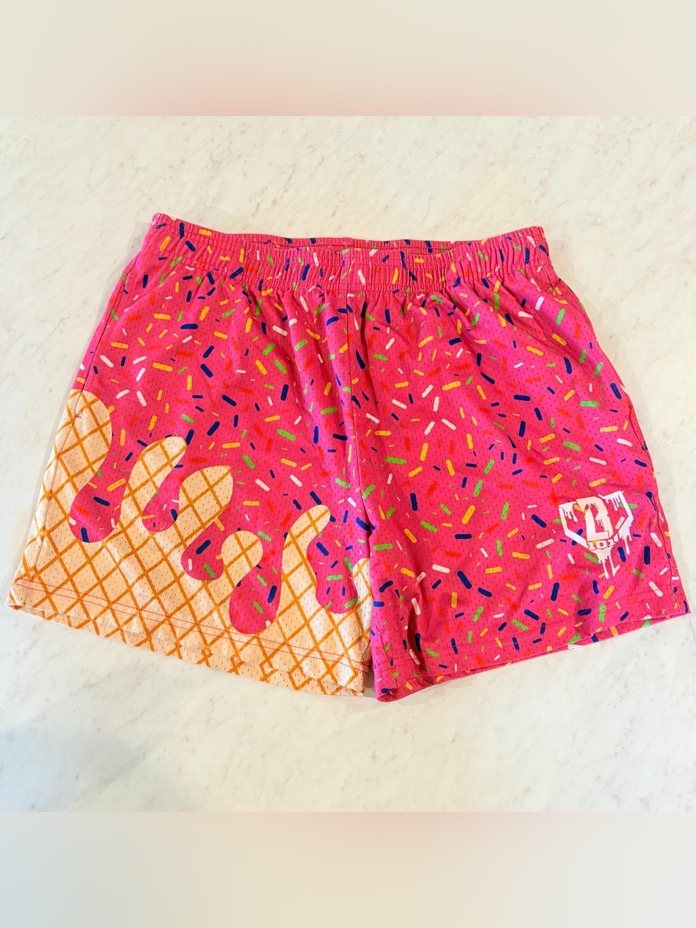Baseball Lifestyle Men's Athletic Ice Cream Print Shorts - Pink